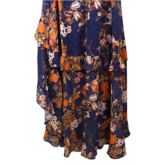 Lulus Maxi Dress Womens XS Navy Blue Stunning Favorite Floral Ruffled High-Low - Picture 3 of 4